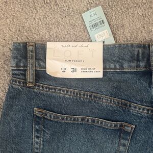 LOFT High-Rise Straight Crop Jeans - Medium Blue